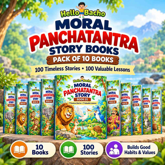 HelloBacho Moral Panchatantra Stories set of 10 illustrated books with 100 fables for kids