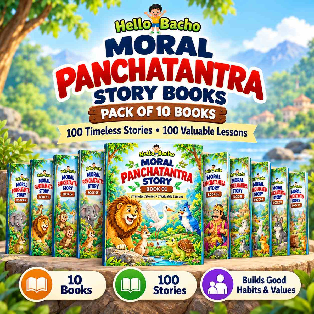 HelloBacho Moral Panchatantra Stories books for a calm bedtime story routine