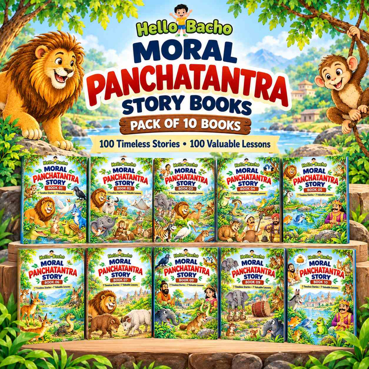 Moral Panchatantra Stories Books- Pack of 10 Books (100 Stories)