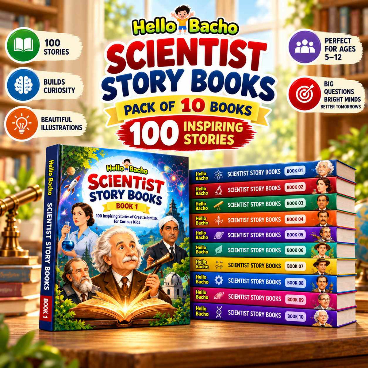 Scientist Stories- Pack of 10 Books (100 Stories)