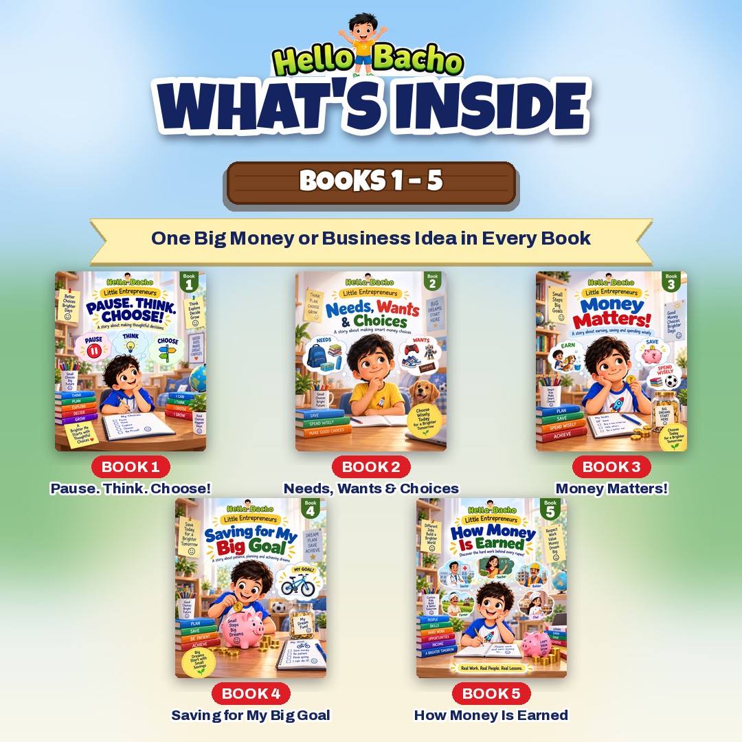 What's inside Books 1 to 5 of the Little Entrepreneurs series