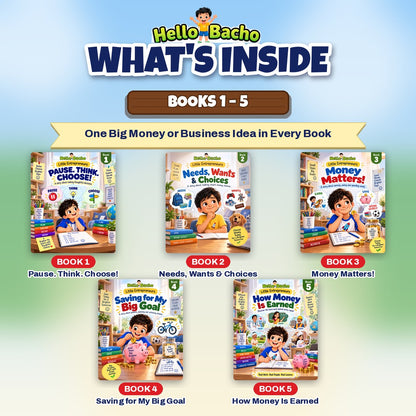 What's inside Books 1 to 5 of the Little Entrepreneurs series