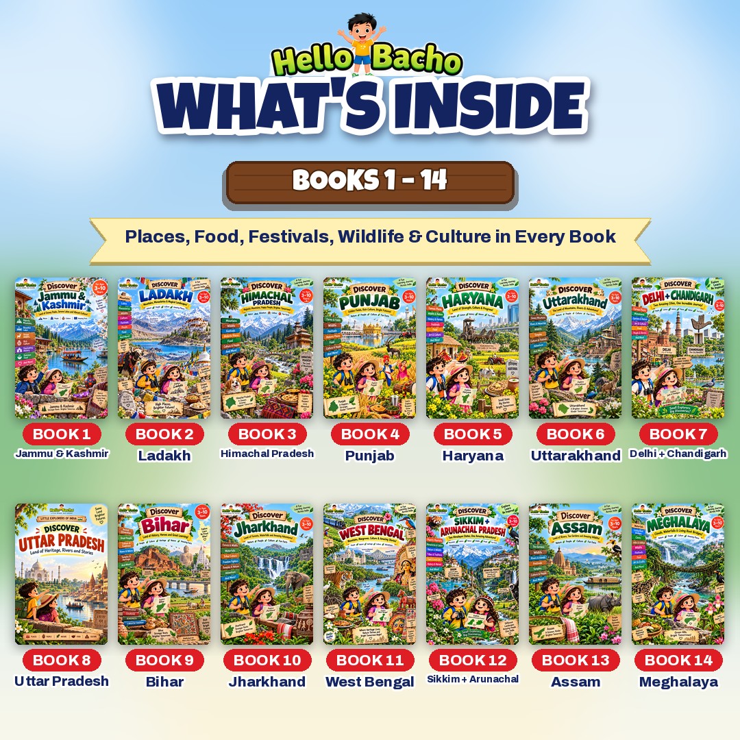 What's inside Books 1 to 14 of Discover India: North and East India